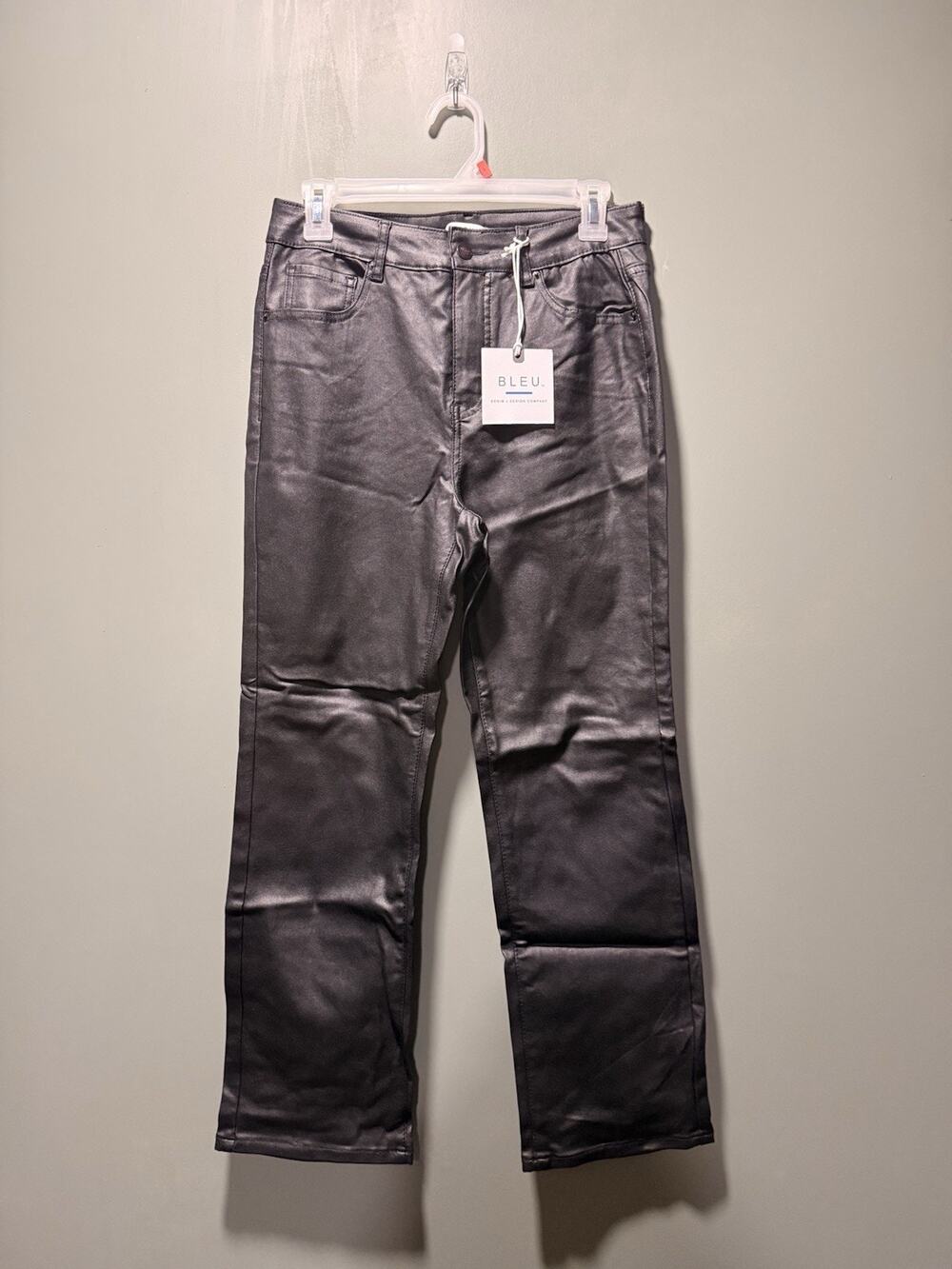 Bleu Denim Design Co Jeans Women Faux Leather 10 Black Andrea Bootcut